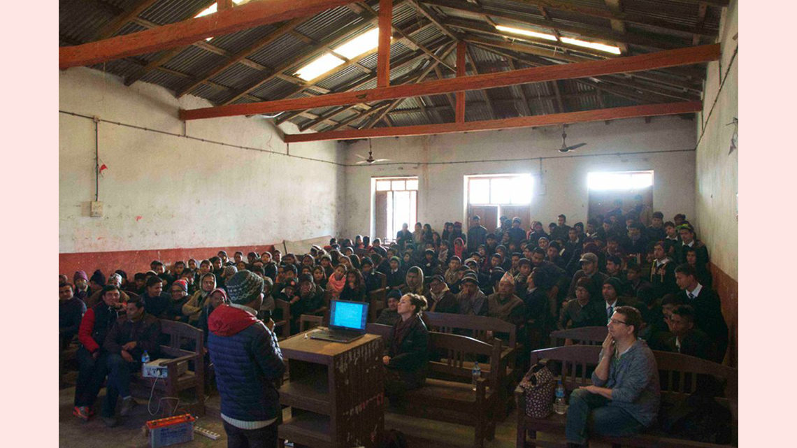 Photo of an auditorium full of students in Sindhuli