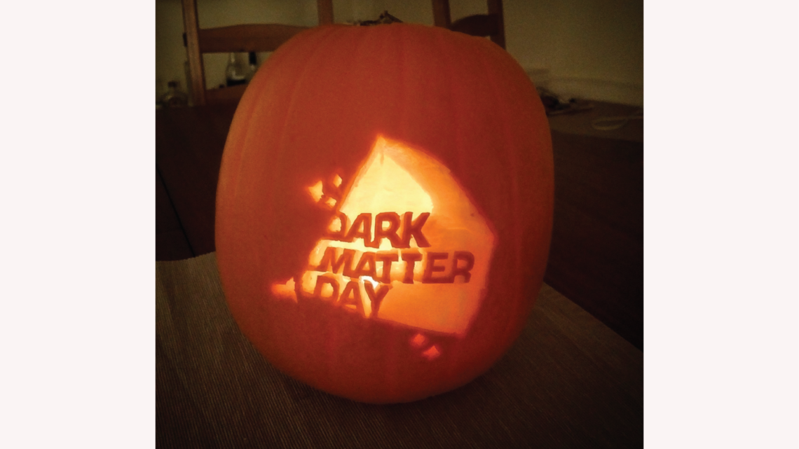 Photo of Kathryn Boast of University of Oxford's Department of Physics tweeted this photo of a Dark Matter Day jack-o'-lantern