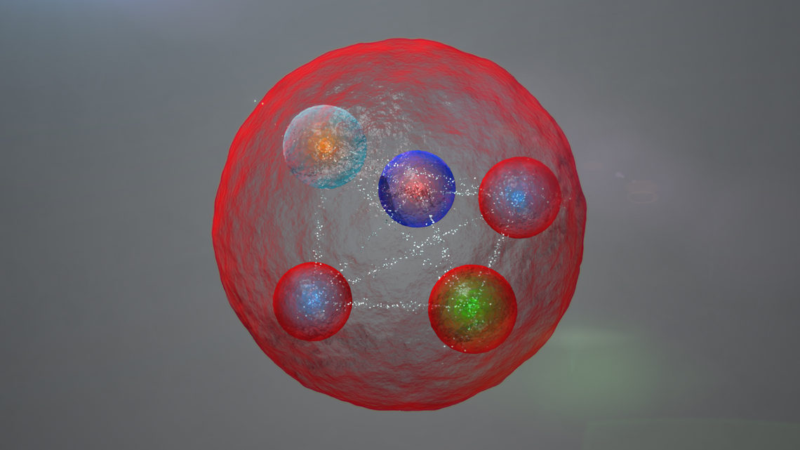 Illustration showing a tightly bound pentaquark