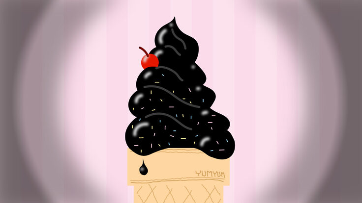 Illustration of a black ice cream cone