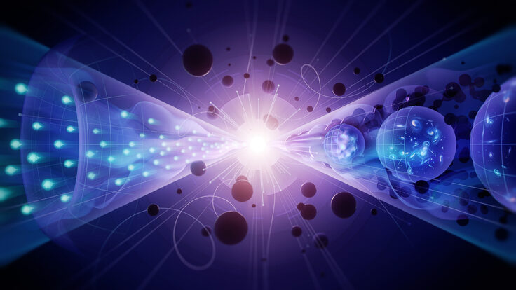 Conceptual illustration representing particle physics research