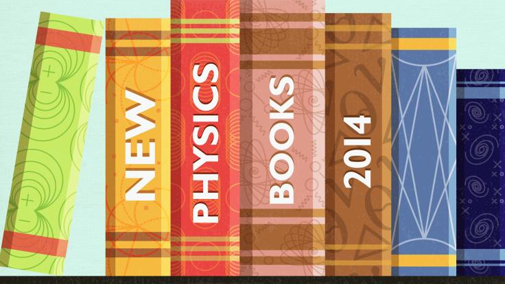 Illustration of books on shelf "New physics books 2014"