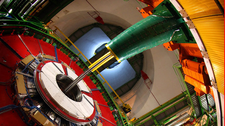 Photo of CMS detector below