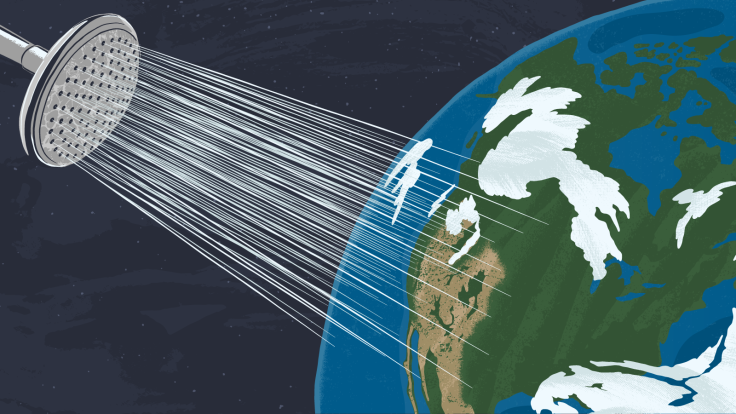 Illustration of the earth taking a shower