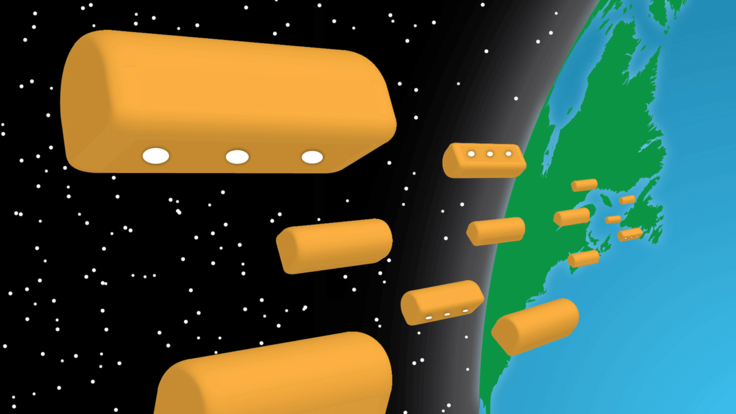 Illustration of twinkies moving in from outer space to Earth