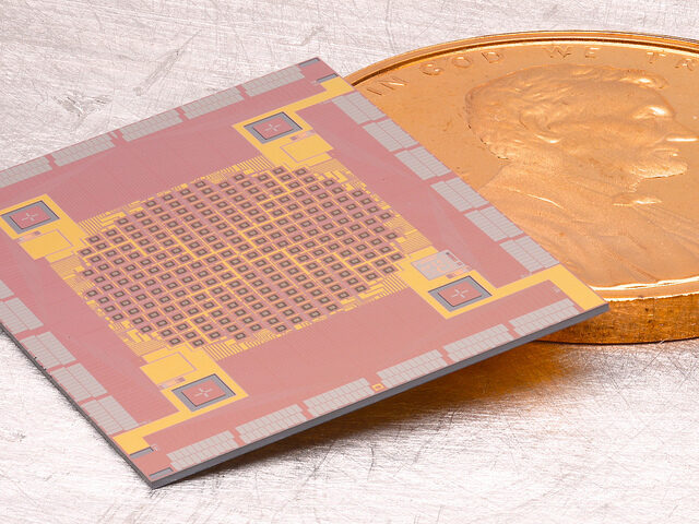 TES array and cover shown with penny coin for scale